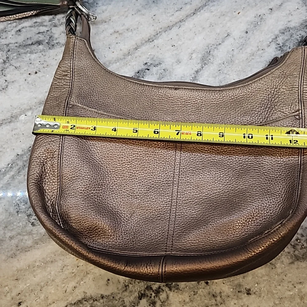 Brighton handbag  brown metallic nuetral with Heart Tassel